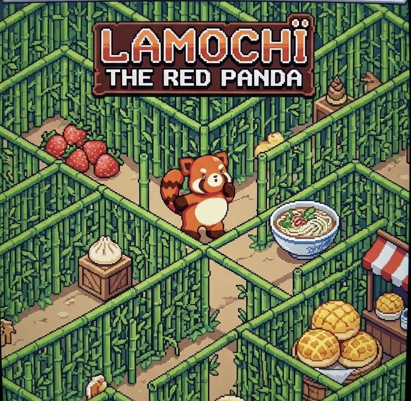 Lamochï red panda in a bamboo maze adventure game